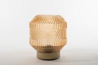 lantern Glass 16 x 17 cm Amber With Golden Base Led Bulb 2 Anna's Collection - Annas collection - thumbnail