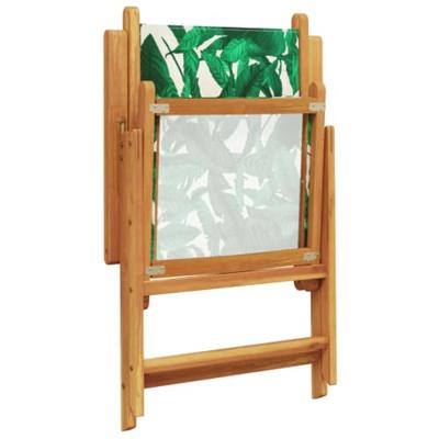 Tuinstoelen 2 st bladpatroon massief acaciahout en stof - thumbnail