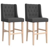 Barstoelen 2 st massief rubberhout en stof - thumbnail