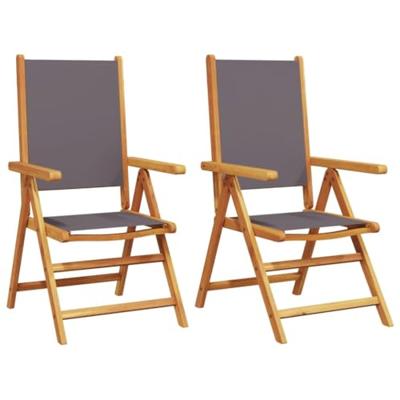 Tuinstoelen 2 st inklapbaar acaciahout en stof antracietkleurig - thumbnail