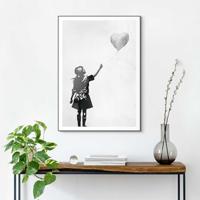 Reinders schilderij hout balloon girl 50x70cm black & white - thumbnail