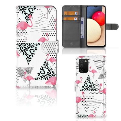 Samsung Galaxy A03s | Telefoonhoesje | Met pasjeshouder | Flamingo Triangle