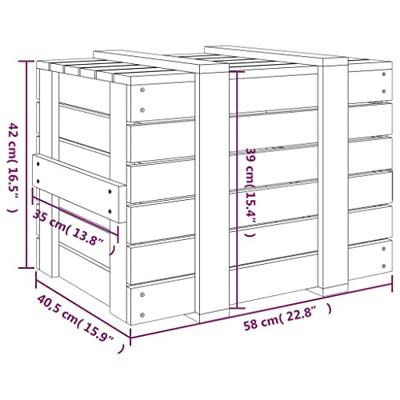 Opbergbox 58x40,5x42 cm massief grenenhout wit