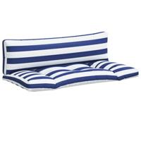 Palletkussens 2 st gestreept oxford stof wit en blauw - thumbnail