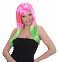 Pruik Disco roze/groen - thumbnail