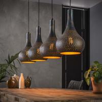 Hanglamp 'Judd' 4-lamps, kleur Zwart / Bruin - thumbnail