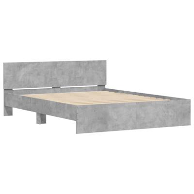 Bedframe met hoofdeinde betongrijs 140x190 cm