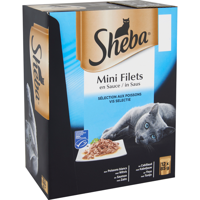 Sheba Mini Filets Vis Selectie in saus natvoer kat (zakjes 85 g) 12 x 85 g - thumbnail