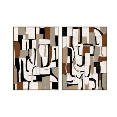 Schilderij Home ESPRIT Wit Grijs Abstract Stads 100 x 4 x 140 cm (2 Stuks)
