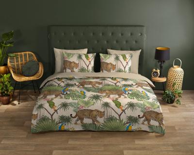 Good Morning Dekbedovertrek "luipaard met bladeren" - Zand - (200x200/220 cm) - Katoen