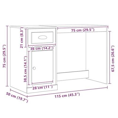 Bureau met lade Oud hout 50 x 115 x 75 cm Bewerkt hout