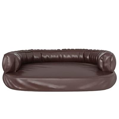VidaXL Hondenmand met ergonomisch schuim 88x65 cm kunstleer bruin
