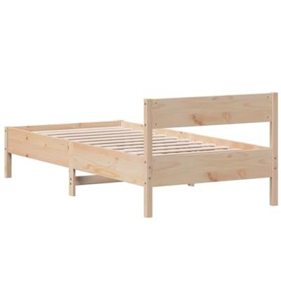 Bedframe met hoofdbord massief grenenhout 90x200 cm