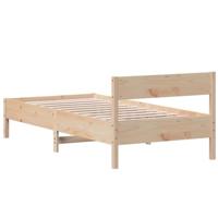 Bedframe met hoofdbord massief grenenhout 90x200 cm - thumbnail