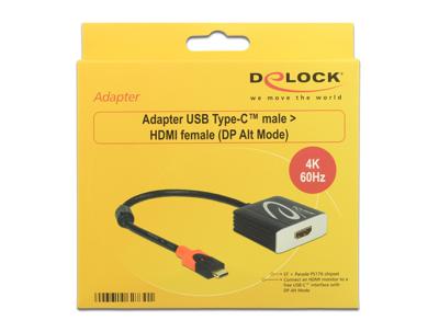 Delock 62730 USB-C / HDMI Adapter [1x USB-C stekker - 1x HDMI-bus] Zwart