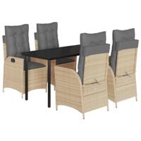 5-delige Tuinset met kussens poly rattan beige - thumbnail