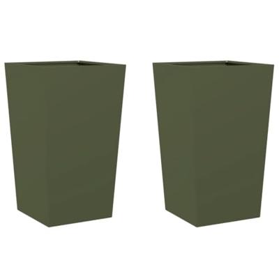 VidaXL Plantenbakken 2 st 45x45x75 cm staal olijfgroen
