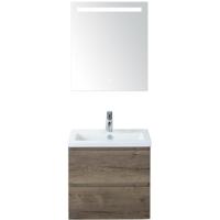 Vogue Badmeubelset 60 cm - Greeplijst in Kleur - Tabacco - Keramische Wastafel Wit 1 Kraangat met Sence Spiegel - thumbnail