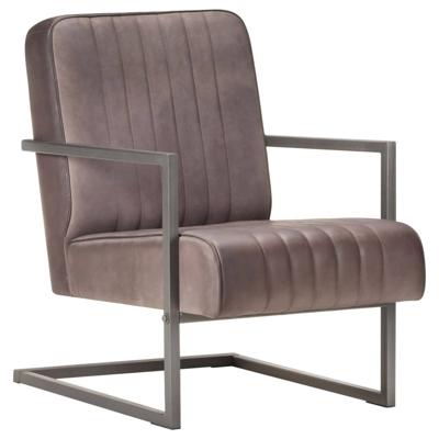 Fauteuil echt leer verweerd bruin