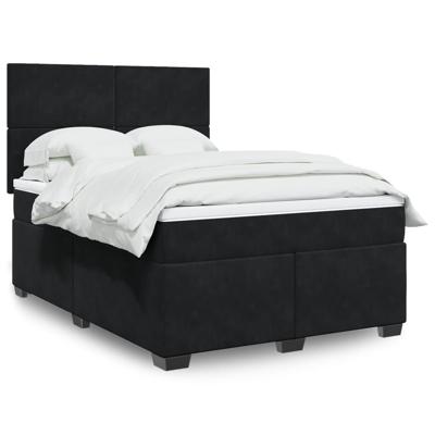 Boxspring met matras fluweel zwart 140x190 cm