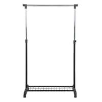 Kledingrek op wieltjes - zwart/chroom - enkel rek - Leen Bakker - thumbnail