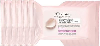 L’Oréal Paris Skin Expert Delicate Flowers Zachte Reinigingsdoekjes - 6 x 25 stuks - Voordeelverpakking - Gezichtsreiniger voor Droge en gevoelige huid L’Oréal Paris Skin Expert Delicate Flowers Zachte Reinigingsdoekjes - 6 x 25 stuks - Voordeelverpakking - Gezichtsreiniger voor Droge en gevoelige huid