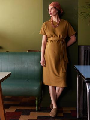 Lange fleece zwangerschapsjurk ENVIE DE FRAISE olijf