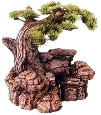 Polyresin ornament bonsai boom op rots 17.5 cm Decoratie Gebr. de Boon - Gebr de boon