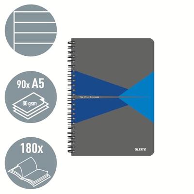 Notitieboek leitz office a5 lijn 180pag grijs bl | 5 stuks