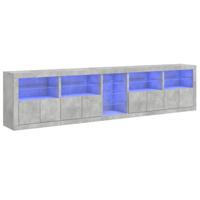 Dressoir met LED-verlichting 283x37x67 cm betongrijs - thumbnail