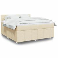 Boxspring met matras stof crèmekleurig 180x200 cm - thumbnail