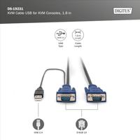 Digitus KVM Adapterkabel [1x USB-A, VGA - 1x VGA] 1.80 m Zwart - thumbnail
