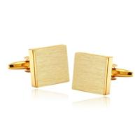 LGT JWLS Vierkante Manchetknopen met Geborsteld Effect in Goudkleurig - thumbnail