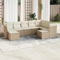 10-delige Loungeset met kussens poly rattan beige - thumbnail
