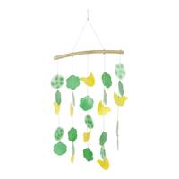 Gele Capiz Schelp Mobiel met Vogels en Bloemen - thumbnail