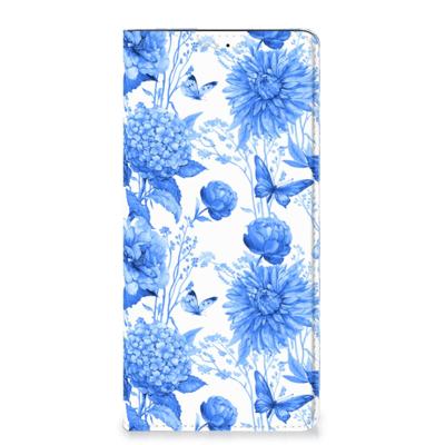 Smart Cover voor Samsung Galaxy A33 5G Flowers Blue Smart Cover voor Samsung Galaxy A33 5G Flowers Blue