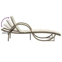 Ligbed met kussen 60x199x42 cm poly rattan beige - thumbnail