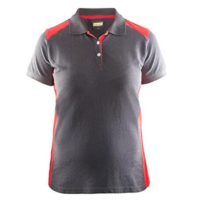 Blåkläder Dames poloshirt piqué 33901050 | Grijs/Rood | Maat XL - 7330509515761