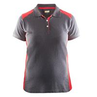 Blåkläder Dames poloshirt piqué 33901050 | Grijs/Rood | Maat XL - 7330509515761 - thumbnail