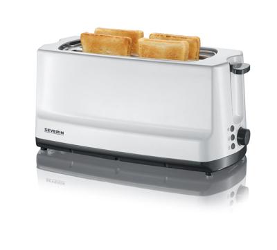 Severin SEVERIN START AT 2234 - Toaster - 4 Scheibe - 2 Steckplatz Broodrooster met lange sleuf Met broodrekje Wit, Grijs