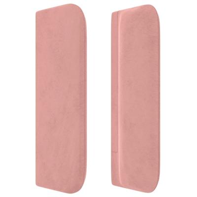 Hoofdbord met randen 203x16x118/128 cm fluweel roze - thumbnail