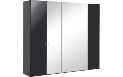 Goossens Kledingkast Easy Storage Ddk, Kledingkast 253 cm breed, 220 cm hoog, 2x draaideur en 3x spiegel draaideur midden