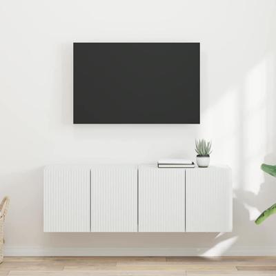 TV-wandkast 2 pcs Wit 59,5 x 31 x 40 cm Bewerkt hout