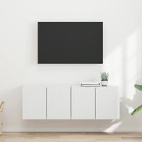 TV-wandkast 2 pcs Wit 59,5 x 31 x 40 cm Bewerkt hout - thumbnail