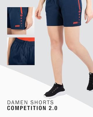 JAKO 6218D Short Competition 2.0 Dames - Navy/Flame - 42-44