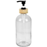 Urban Living Zeeppompje|zeepdispenser - glas|bamboe - 0.5L - thumbnail