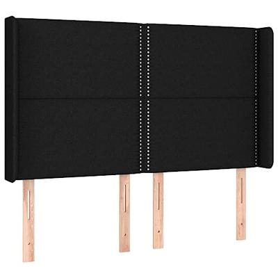 Hoofdbord met randen 147x16x118/128 cm stof zwart