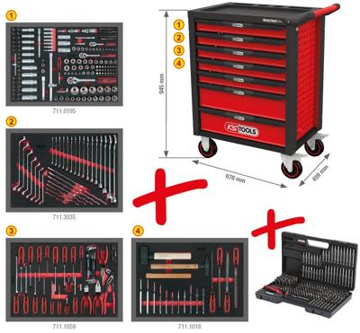 KS Tools 826.7515 Werkplaatswagen Plaatstaal Kleur (specifiek): Zwart, Rood