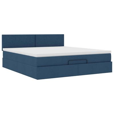 Ottoman bed met matras en LED's 90x190cm stof blauw