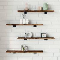 Wandschappen 4 st 60x10x1,5 cm bewerkt hout gerookt eikenkleur - thumbnail